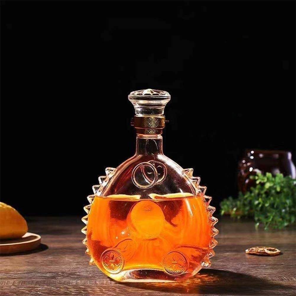 Karafka do whisky i zestaw kieliszków, szklana karafka do wina z korkiem, stojak Hanade szklany dozownik wina, karafka do whisky, karafka alkoholowa do alkoholu (rozmiar: 2)