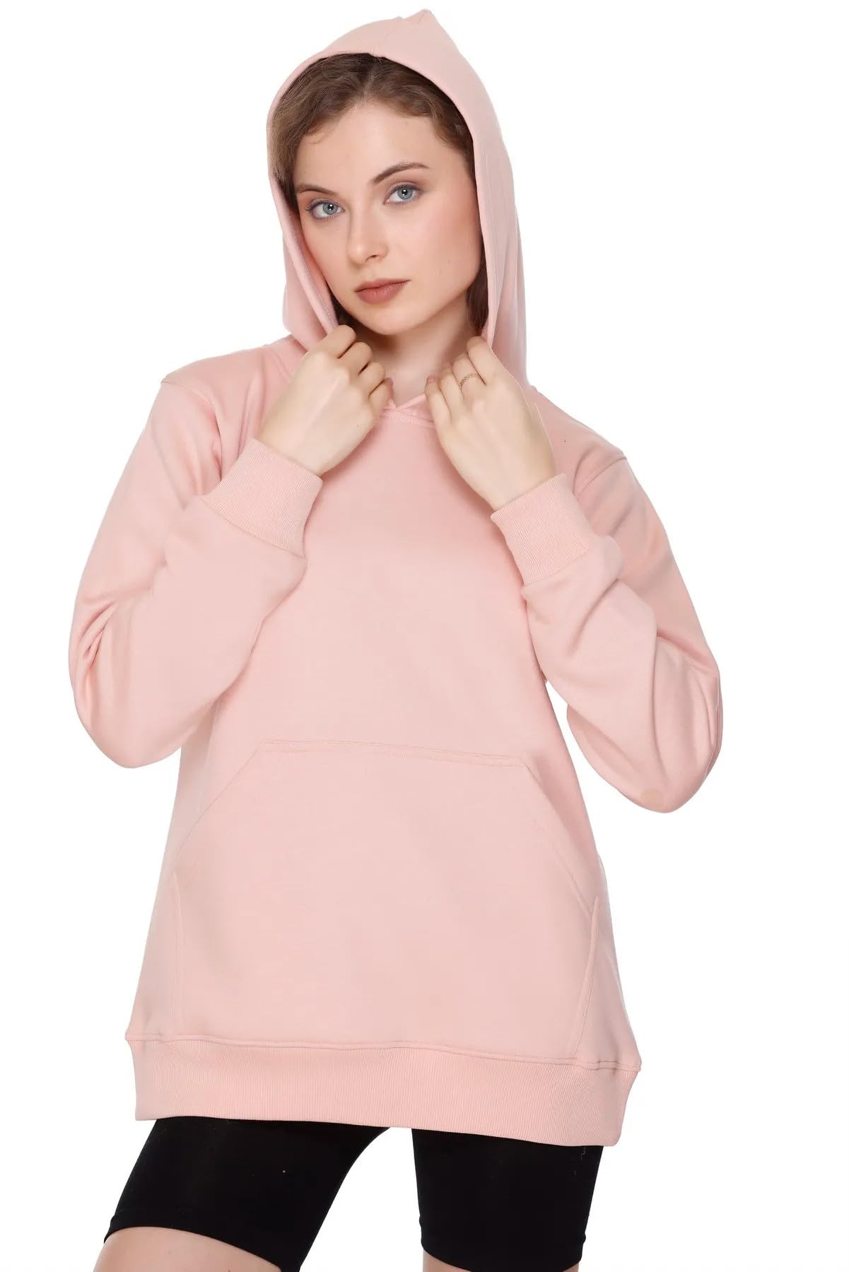Janasya Premium Hooded Neck Regular Fit Long Sleeve Hoodies for Womens || Thick and Warm 100% Cotton in neutral