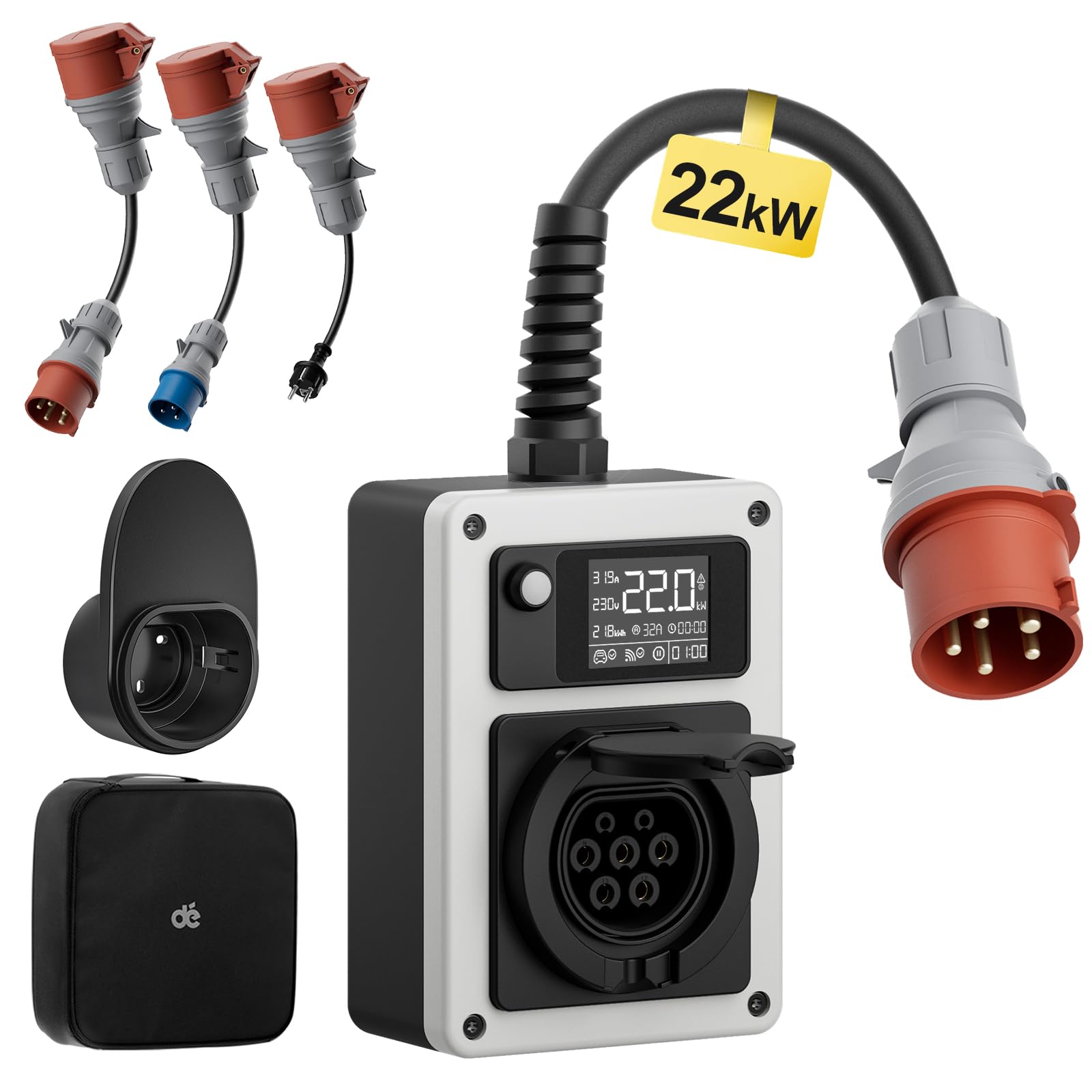 Accessoire VE IP54 Adaptateur Charge 32A Type 2 Pour VE - Kit 20 Pièces IP54, Certifié CE/TUV/IEC Chargeur Ev Thermoplastique