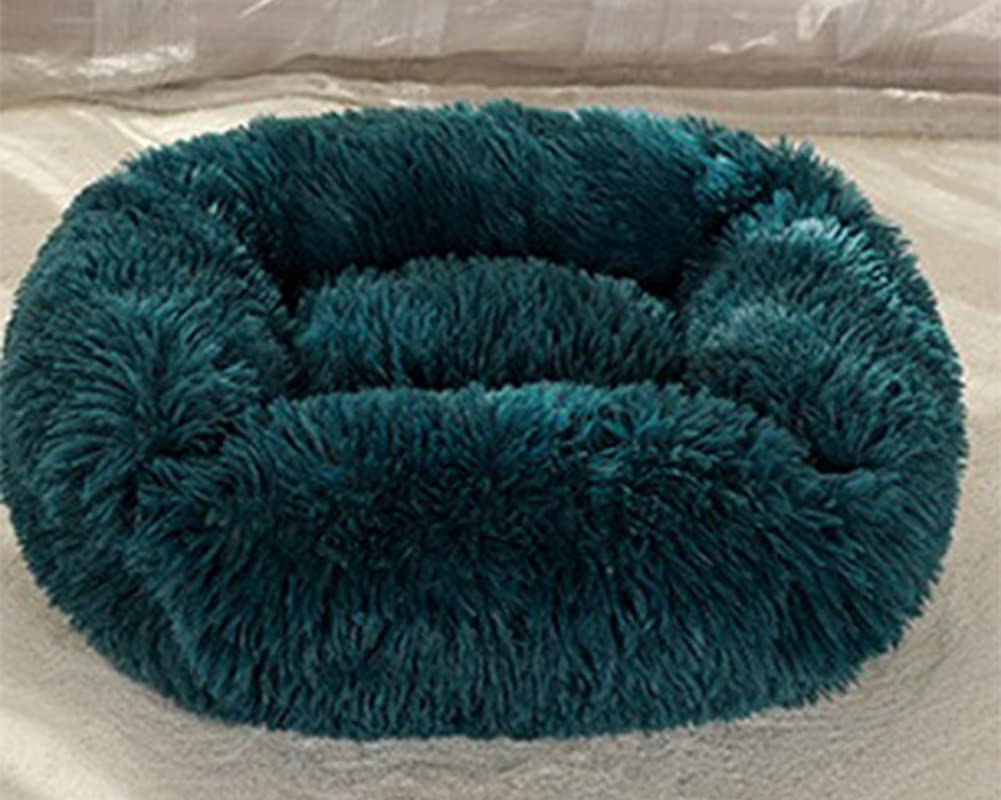 HONGBI Cama Cuadrada de Felpa para Gatos y Perros Cama para Mascotas Suave y cálido sofá para Mascotas Esponjoso Cama Antideslizante Lavable para Gatos y Perros Cian L：80 * 65CM