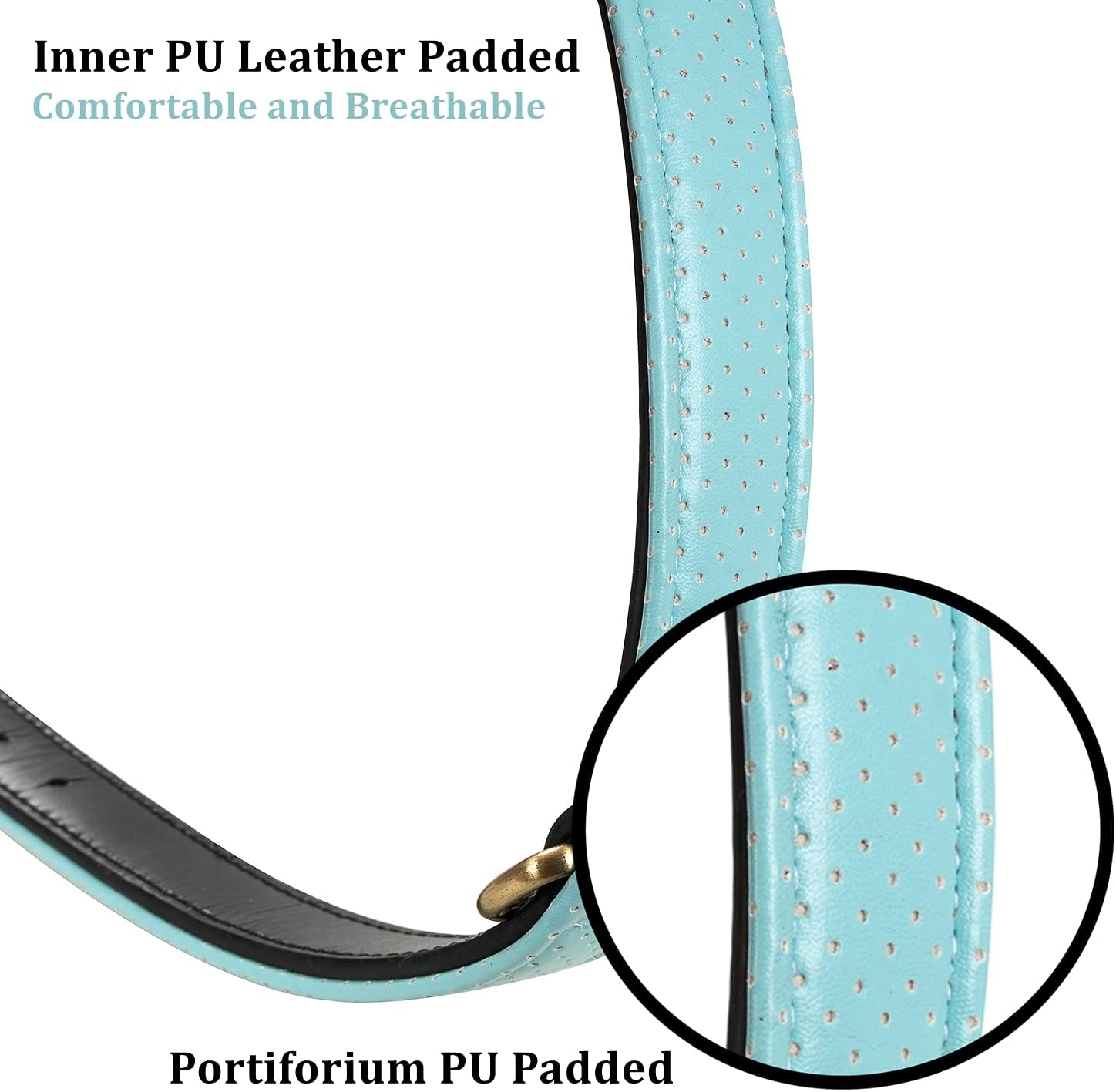 Poohoo Genuine Leather Dog Collar Soft & Breathable Padded | Metal Hardware Rust-Proof | Heavy Duty | Dog Tag Ring | for Medium Large X-Large Dogs (Large, Black) : Pet Supplies