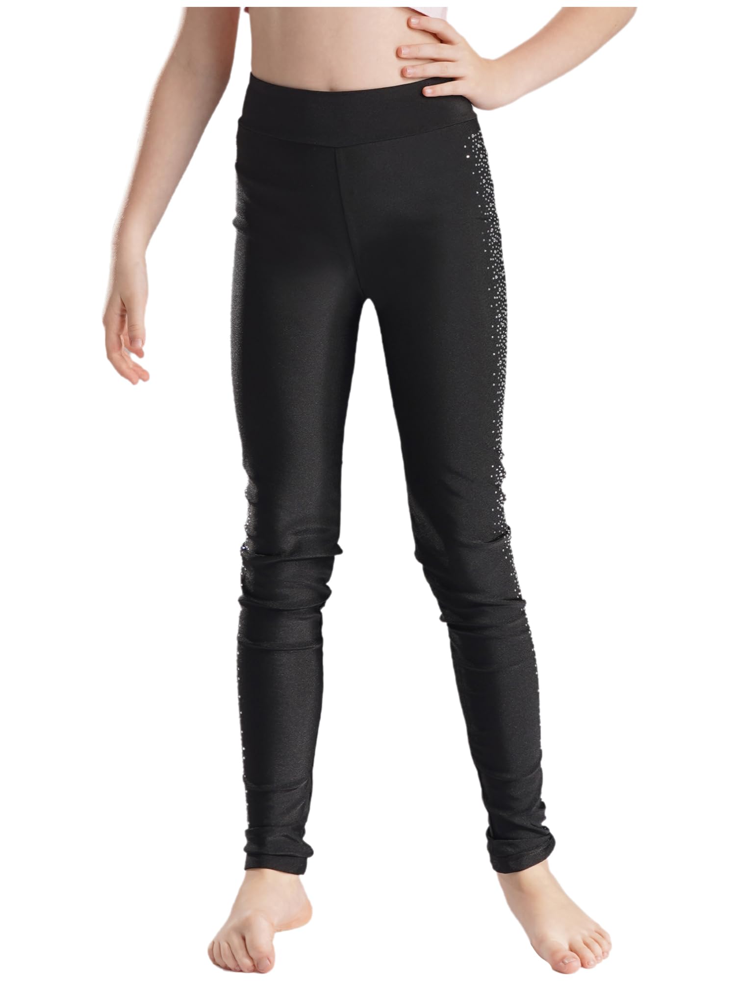 inhzoy Mädchen Eislaufhose Glitzer Eiskunstlauf Leggings Mit Strasse Kinder Stretch Sportleggins Gymnastik Turnhose Ballett Tanz Strumpfhose