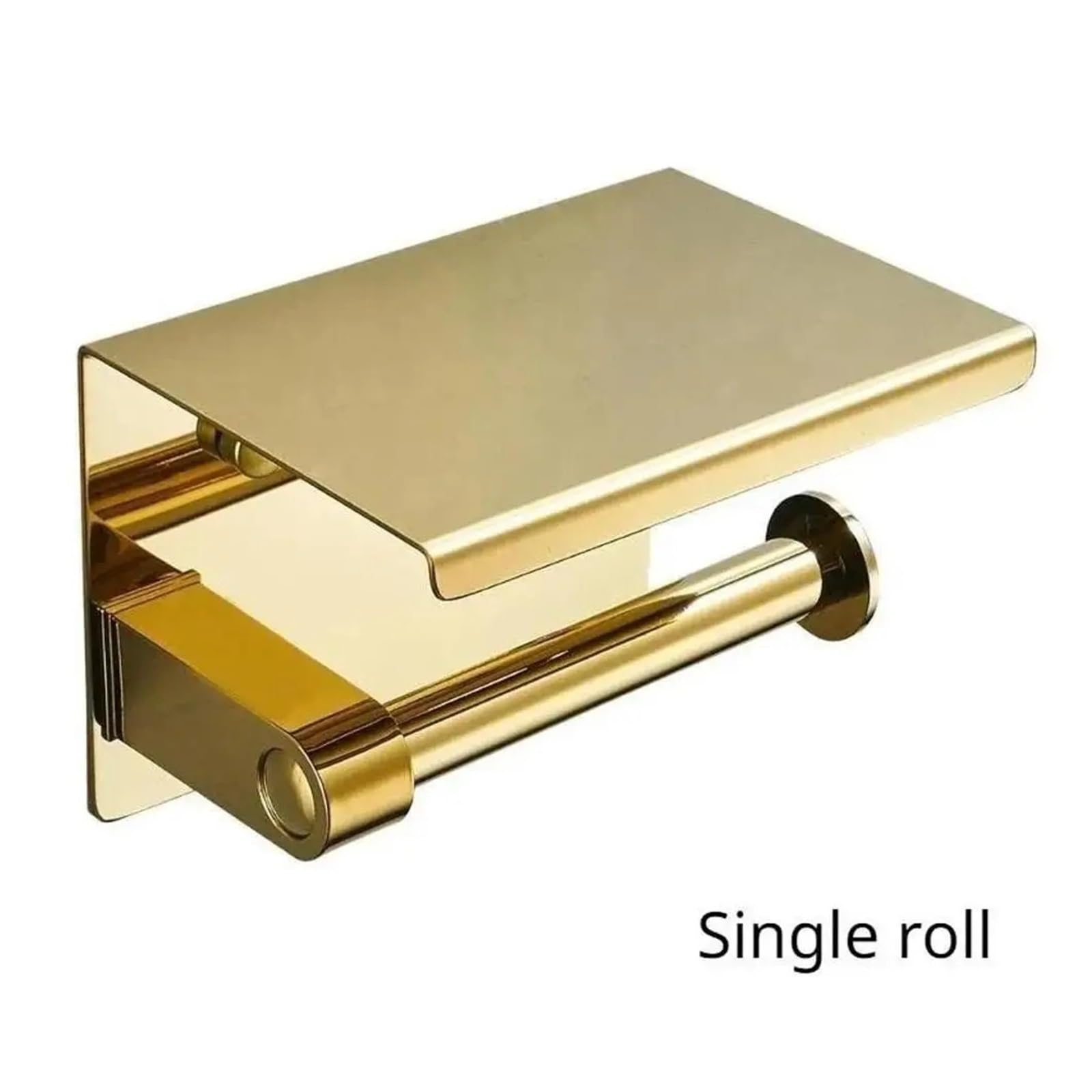Porta carta igienica multifunzionale da 1 pz con dispenser doppio for fazzoletti montato a parete su ripiano, oro(Black single)