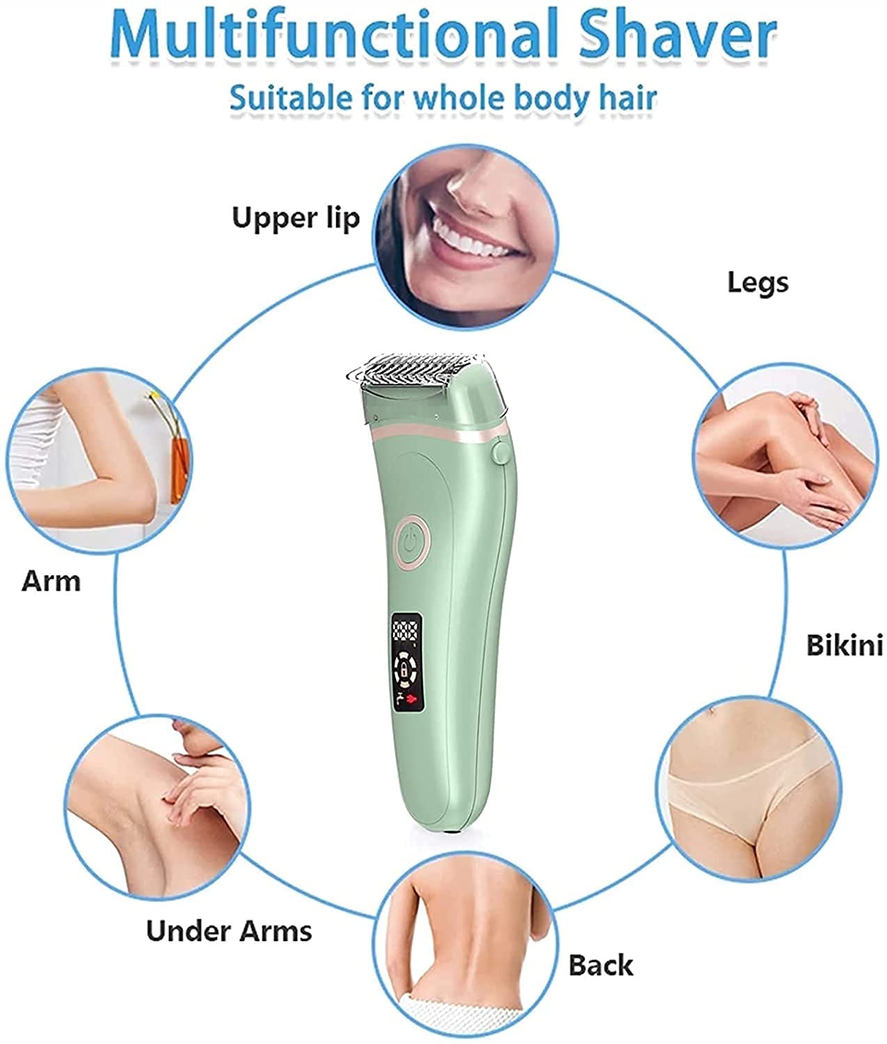 Epilatore per Le Donne, Rasoio Elettrico Cordless, antidolorifico per Capelli Umido e Asciutto per Braccio, ascellare, Mento, Bikini, Gamba,USB Ricaricabile