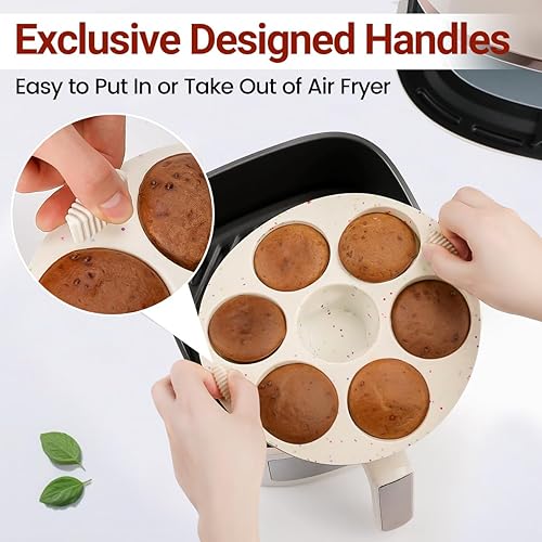 Miniatura 2 de Molde de silicona para magdalenas para freidora de aire, olla instantánea, antiadherente, 7 tazas, fácil de manejar para hornear bocados de huevo,