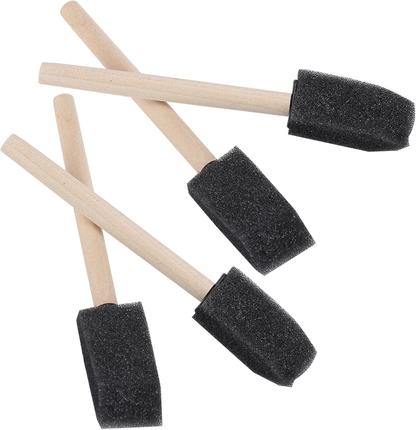 VINGVO 50Pcs Foam Brush, Wood Handle Sponge Paint Brush, Art Class Painting Tools with Beveled Sponge Tip, Ideal for Watercolor & Acrylic Paint DIY Projects
