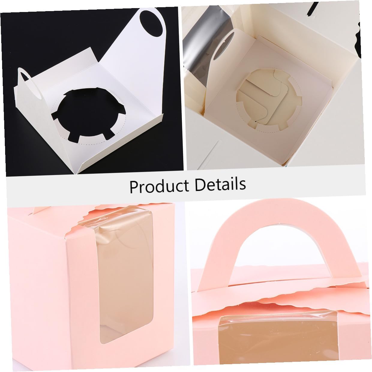 50pcs Pink Cupcake Boxes with Window Handle, Single Muffin Paper Cake Containers for Baking, Wedding, and Party Dessert Packaging