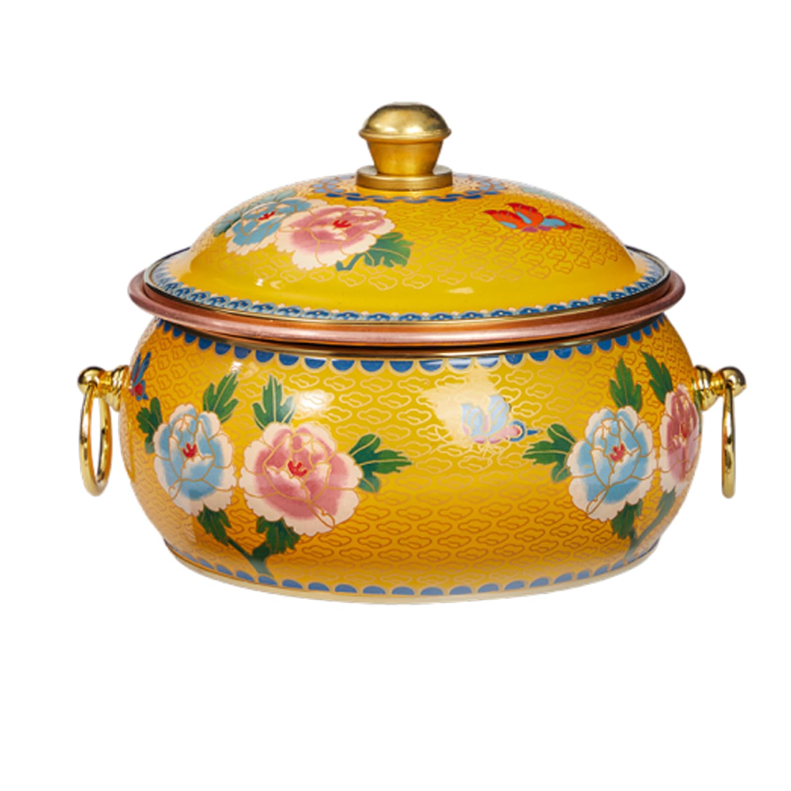asdchZen Hot Pot Beijing Chinese Copper Chafing Dishes Single Person Small Copper Potshabu Shabu Pot Cloisonne Hot Pot,H,E