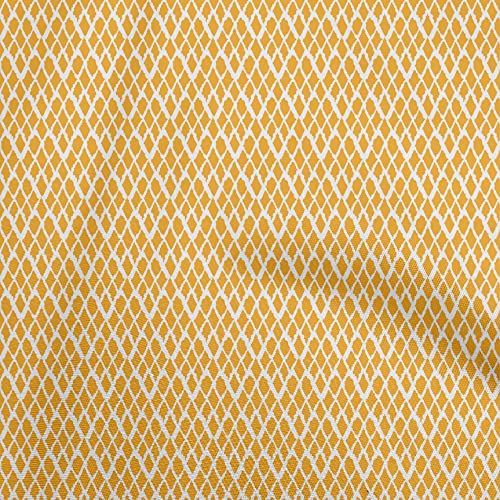 oneOone Cotton Cambric Yellow Fabric Mix Ikat Dress Material Fabric Print Fabric By The Yard 42 Inch Wide