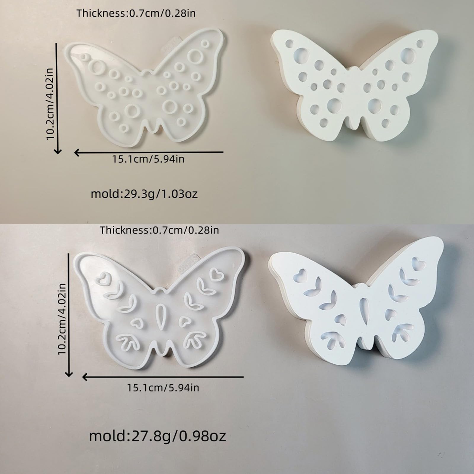 Confezione da 5 stampi in silicone a forma di farfalla e animali, per