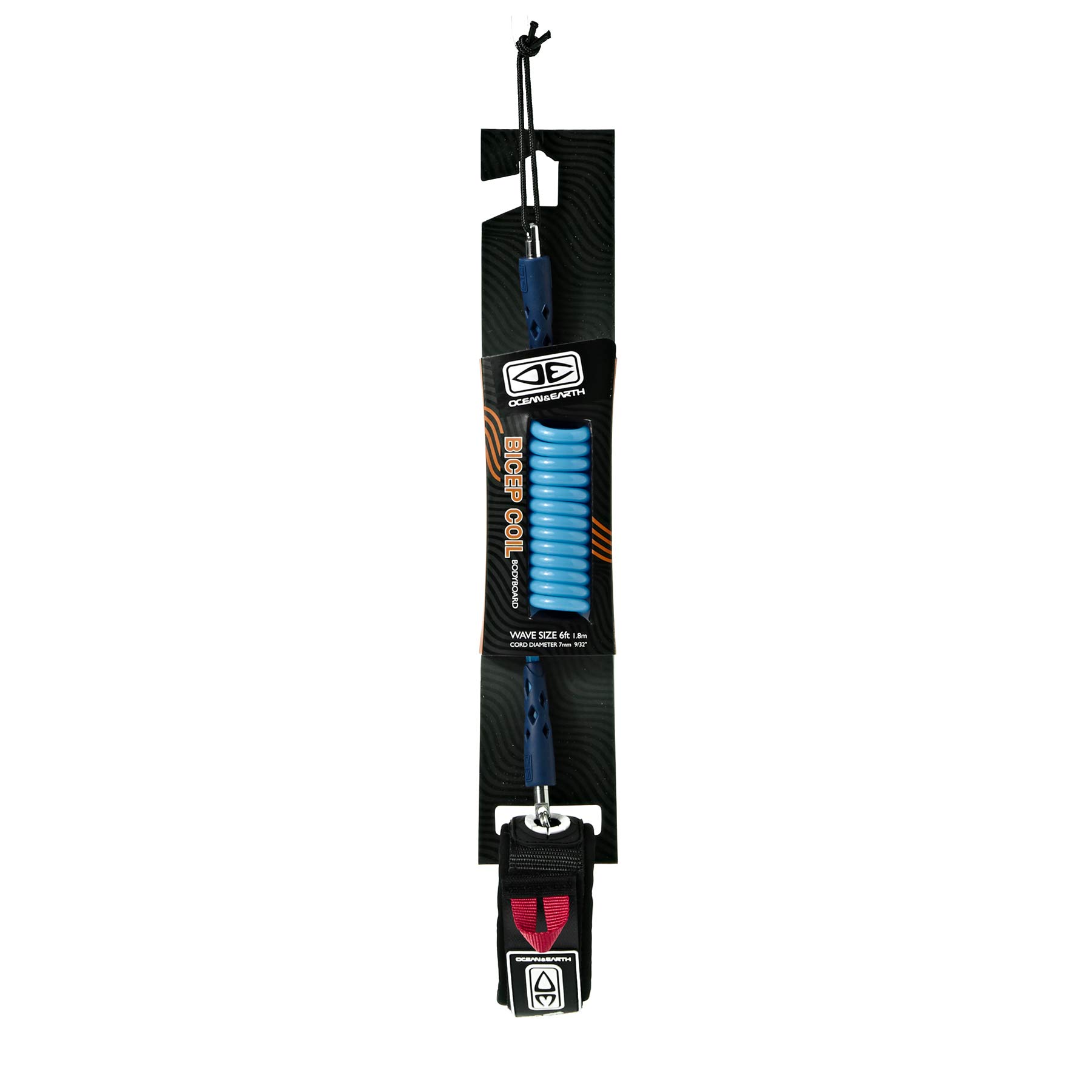 Ocean and Earth Ocean & Earth Bicep Bodyboard Coil Leash 7mm - Blue | NEW Bodyboard Leash
