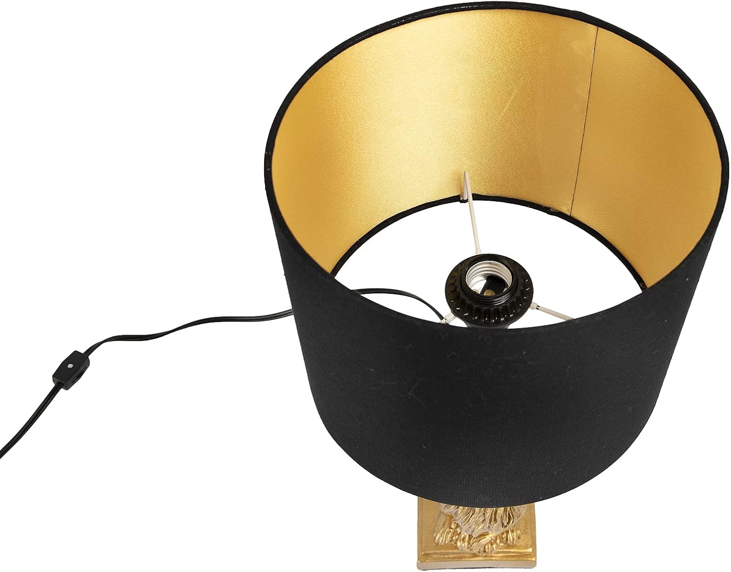 Lion Shaped Table Lamp with Black Shade