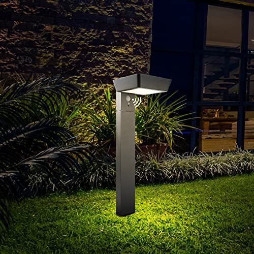 Lustrlach Solar Bollard Landscape Pathway Lights Led Outdoor Waterproof,Motion Sensor Low Voltage Drivway Lights With Dusk To Dawn,Modern Solar Walkway Lights For Garden Patio Yard,20In #TOP4