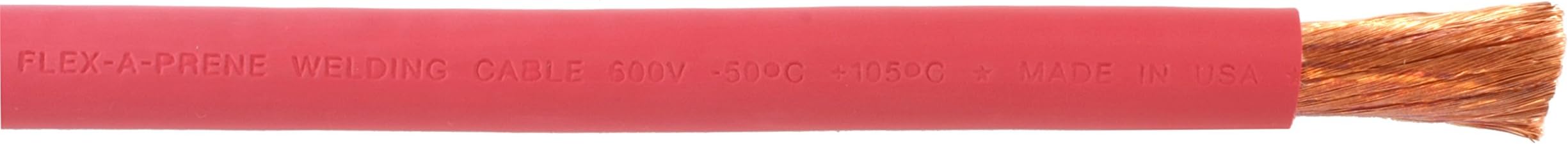 #6 Gauge AWG - Flex-A-Prene® - Welding/Battery Cable - Red - 600 V - Made in USA (25 FEET)