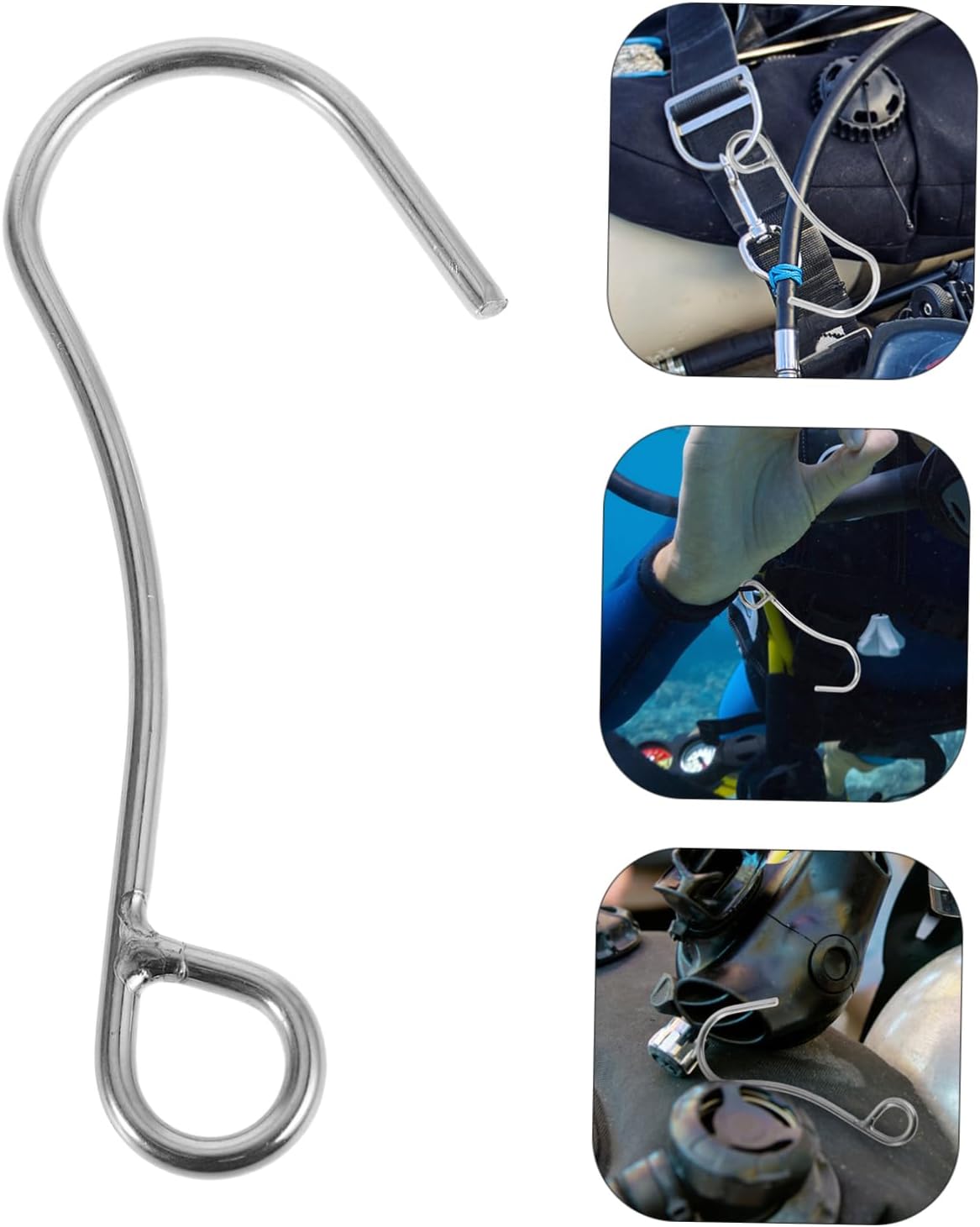 2pcs Stainless Steel Scuba Hook Heavy Duty Single Diving Hook for Underwater Safety Gear Durable and Stylish Scuba Diving Accessories for Reef Use