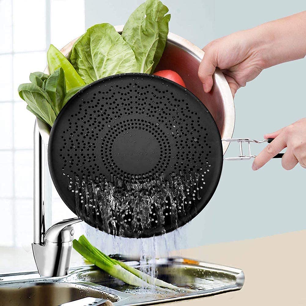 Baker Boutique Protection anti-éclaboussures en silicone de qualité supérieure avec poignée pliable - Protection anti-éclaboussures pour la cuisson et la cuisson - 33 cm - Noir