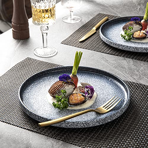 S&Q's Ceramics S&Q Ceramic Dinner Plates Set Of 6, 10.5 Inch Ceramic Stoneware Dinnerware Serving Dishes For Kitchen, Microwave And Dishwasher Safe, Scratch Resistant (Dark Blue) #TOP3