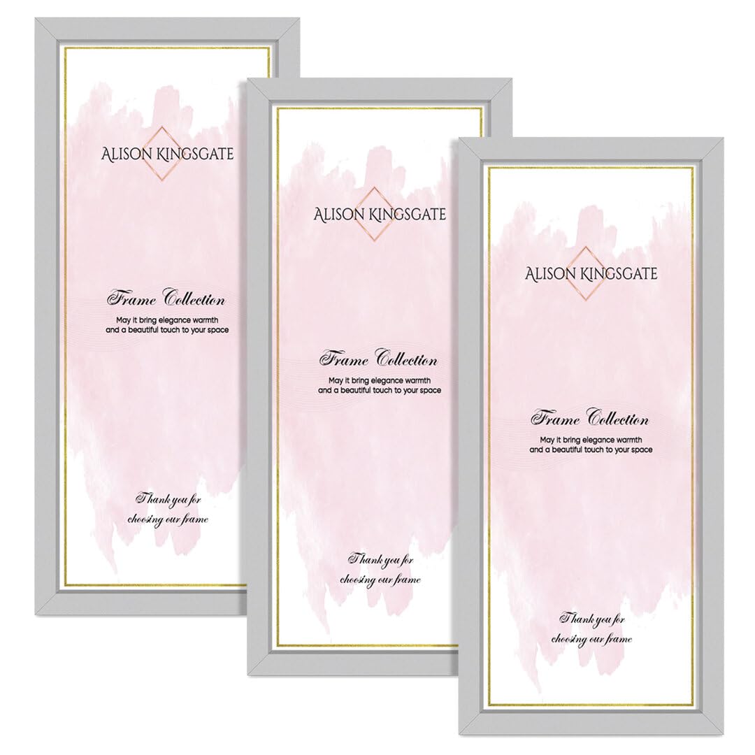 Alison Kingsgate 36X12 SILVER Modern Photo Frames Pack of 3 - Engineered Wood Picture Frame with Perspex Front - Ideal for Certificates - Wall Mount or Tabletop - Multiple Sizes & Colors — image 1