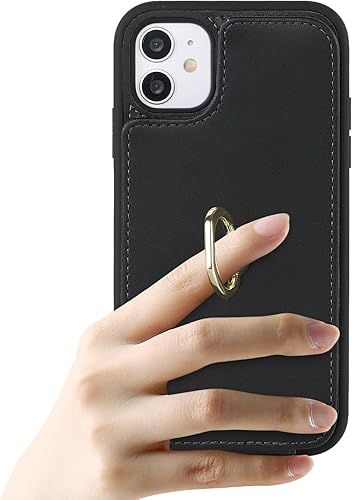 Miniatura 5 de Lipvina Funda para iPhone 11 con tarjetero, tarjetero de crédito, soporte de anillo, bloqueo RFID, piel sintética a prueba de golpes, para mujeres y