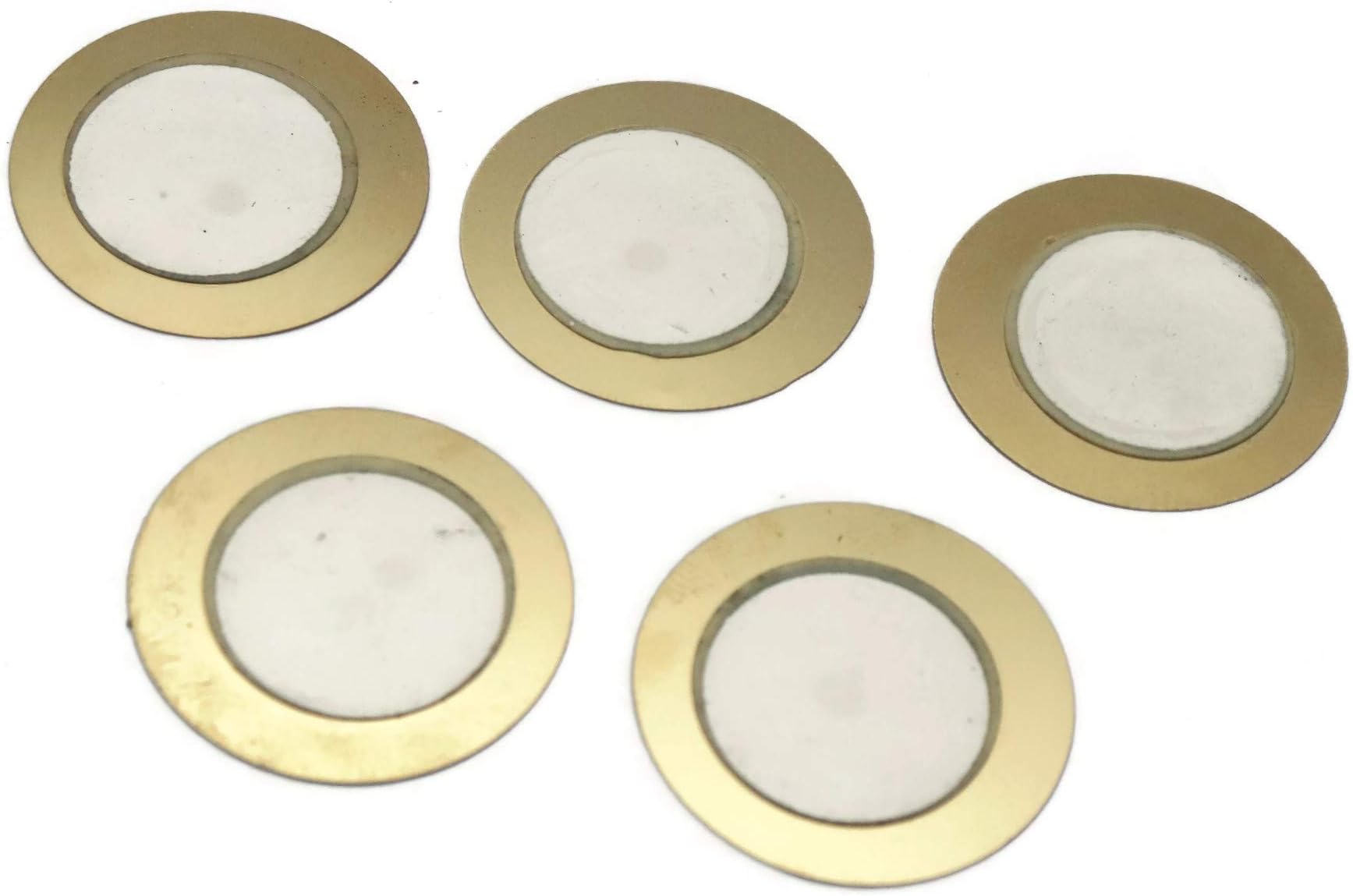 Electronic Spices 35 MM Piezo Ceramic Elements Sounder Sensor Trigger Drum Disc + Wire Copper Piezoelectric Buzzer Copper 35MM - PACK OF 10 (35 MM)