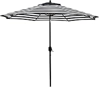 Sunnyglade 9FT Patio Umbrella with Crank Tilt, 8 Sturdy Ribs & Wind Vent - Outdoor Table Shade for 4-6 Chairs (Black/White)