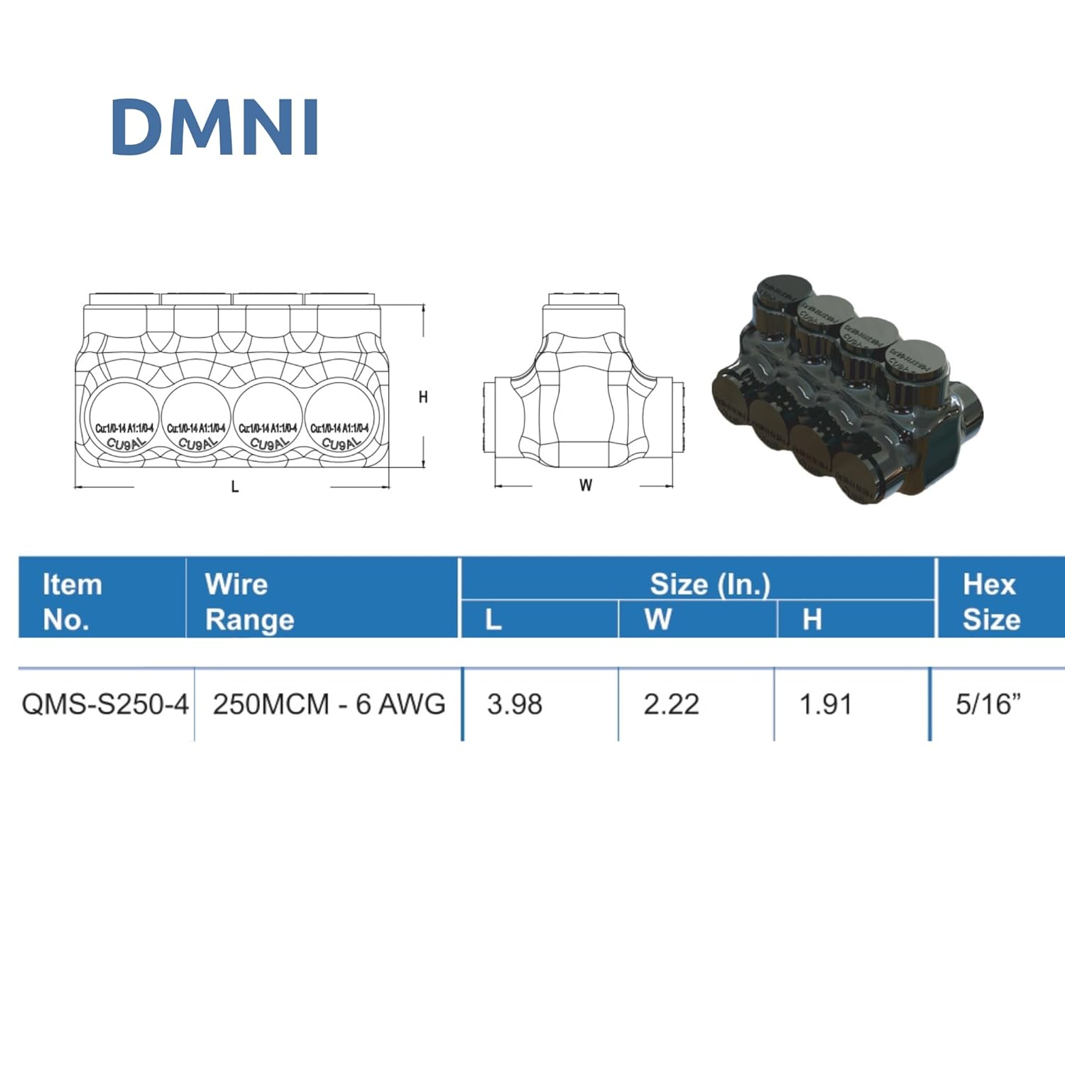 Insulated Wire Connectors DMNI - Polaris Connector Lugs Taps for Wires Range 1/0-4WG Both Aluminum and Copper One Wire Per Terminal (D1/0-4 Pack of 4)