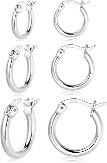 925 Sterling Silver Hoop Earrings for Women Girls - Small Hoop Earrings - Cubic Zirconia Huggie- Hypoallergenic Cartilage Earrings Hoop- Jewelry Gift Birthday Party-13/15/20/25MM
