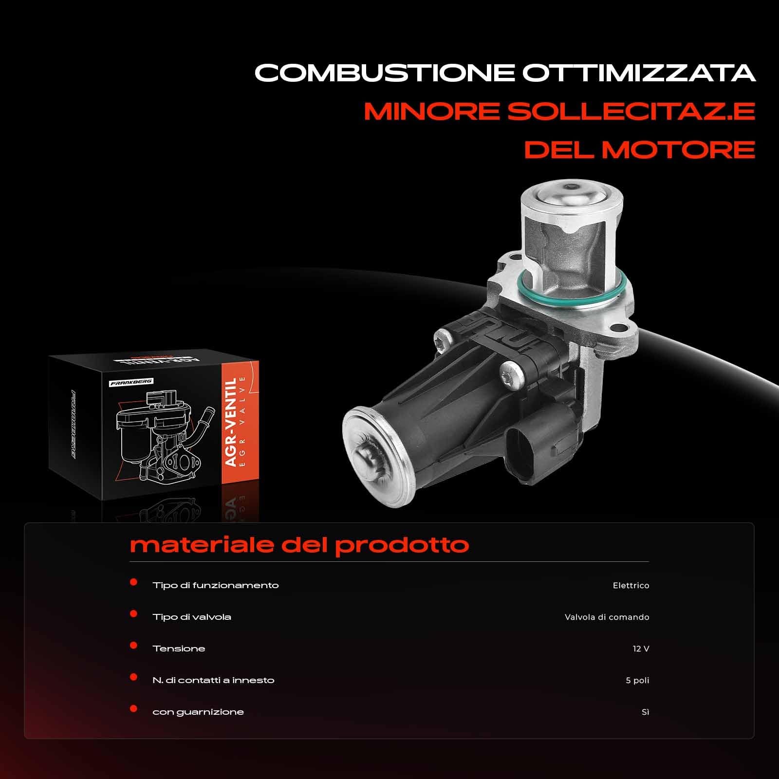 Frankberg Valvola EGR 55216292 | Compatibile con: Corsa D S07, Idea 350, Astra J P10, Astra J Caravan P10, Punto Evo 199, Grande Punto 199