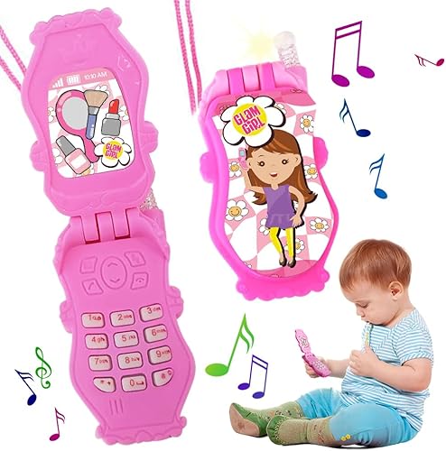 ArtCreativity Teléfonos celulares con tapa para niños, niños pequeños, paquete de 6, juguete de teléfono celular con canciones, tonos de llamada,