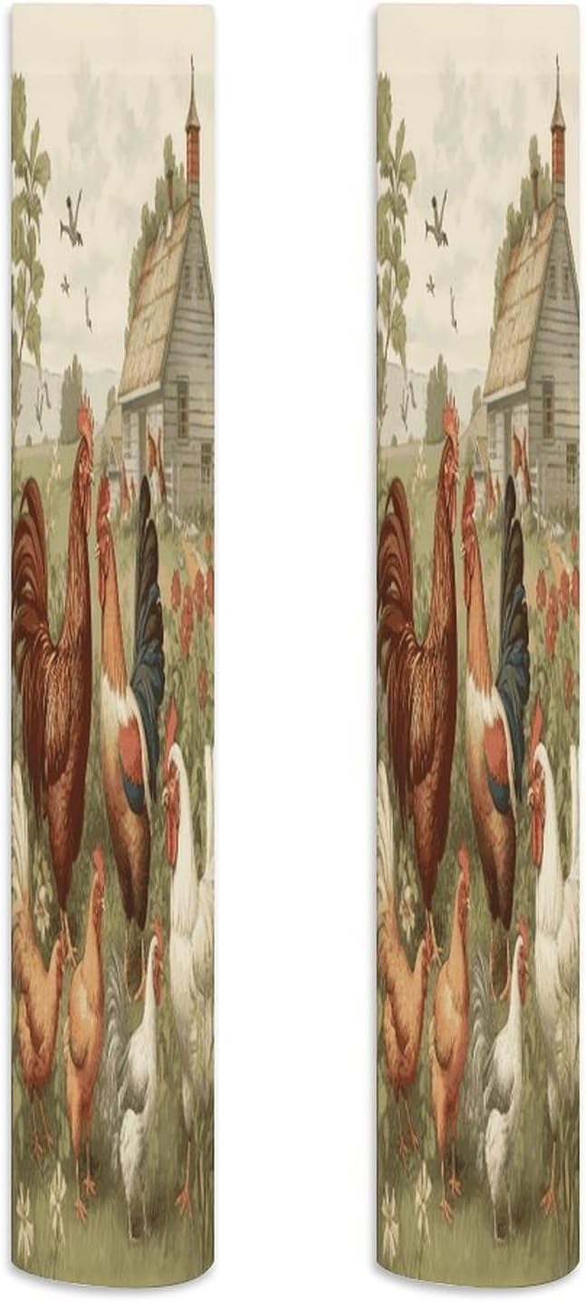 Chickens And Farm Women High Waist Fishnet Stockings Stretch Mesh Pantyhose Sexy Trendy Legwear for Daily Wear
