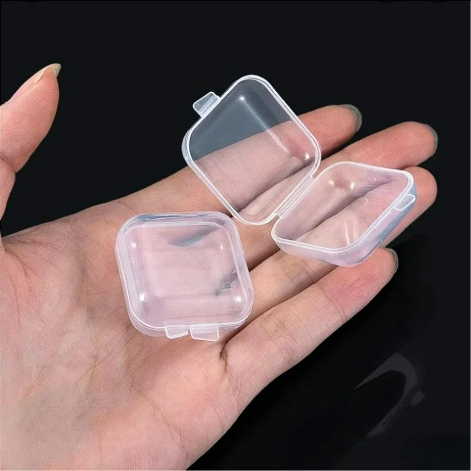 Small Storage Containers 100Pcs Square Transparent Flip Portable Earplugs Earring Jewelry Packaging Storage Box Display Organizer Tools