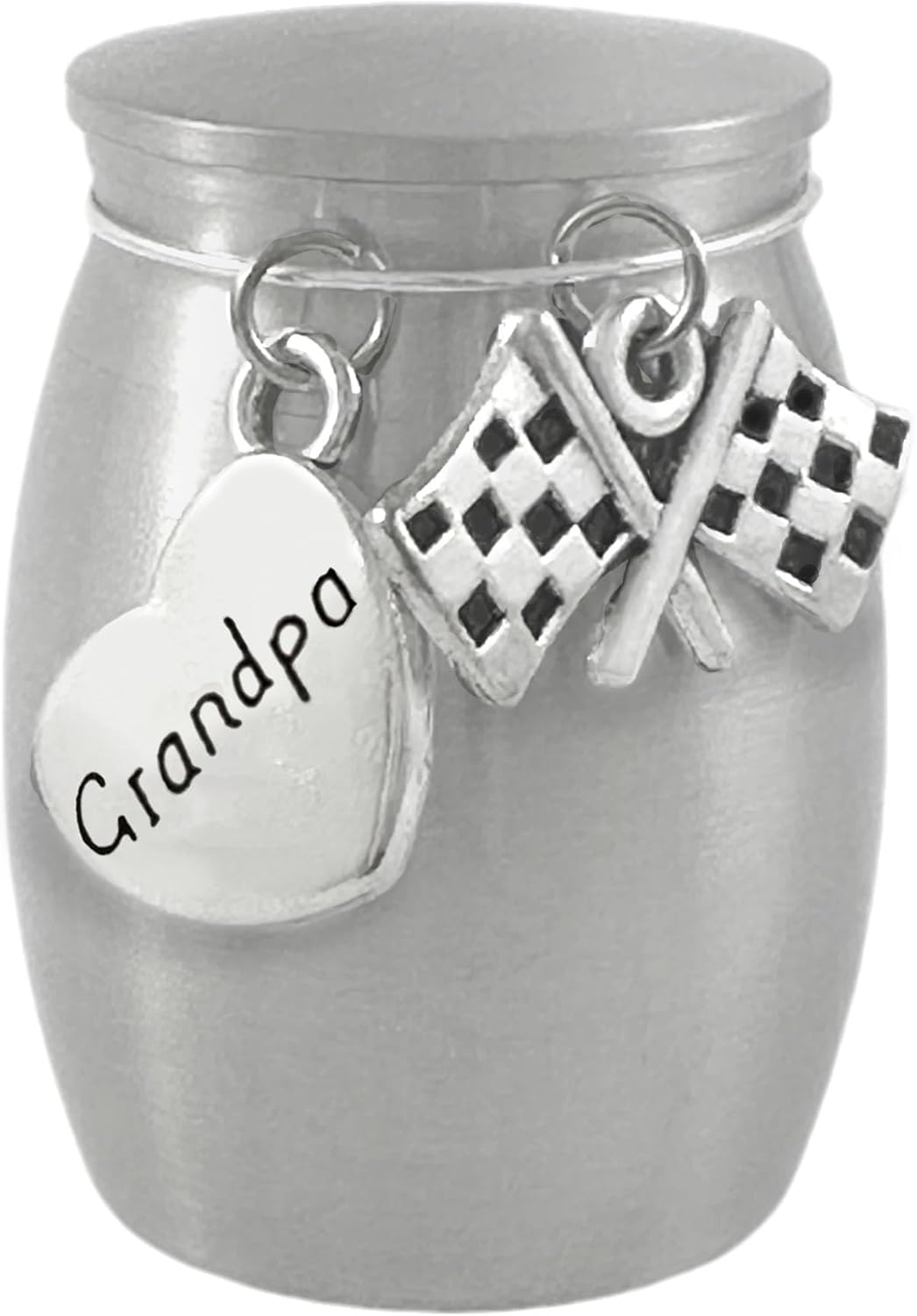 Grandpa Mini Urn Race Car Ashes Holder Racing Checkered Flag Small Sharing Urns for Human Ashes Memorial Keepsake for Loss of Grandfather Heavyweight Stainless Steel