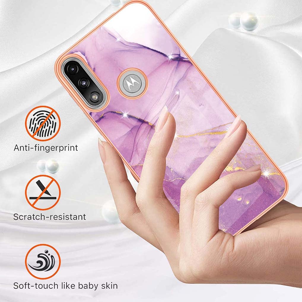 SEAHAI Cover per Motorola Moto E7i Power/Moto E7 Power, Custodia Protettiva Ultra Sottile ed Elegante in Silicone TPU, Glitter Marmo Cover Antiurto per Motorola Moto E7i Power - Blu Verde