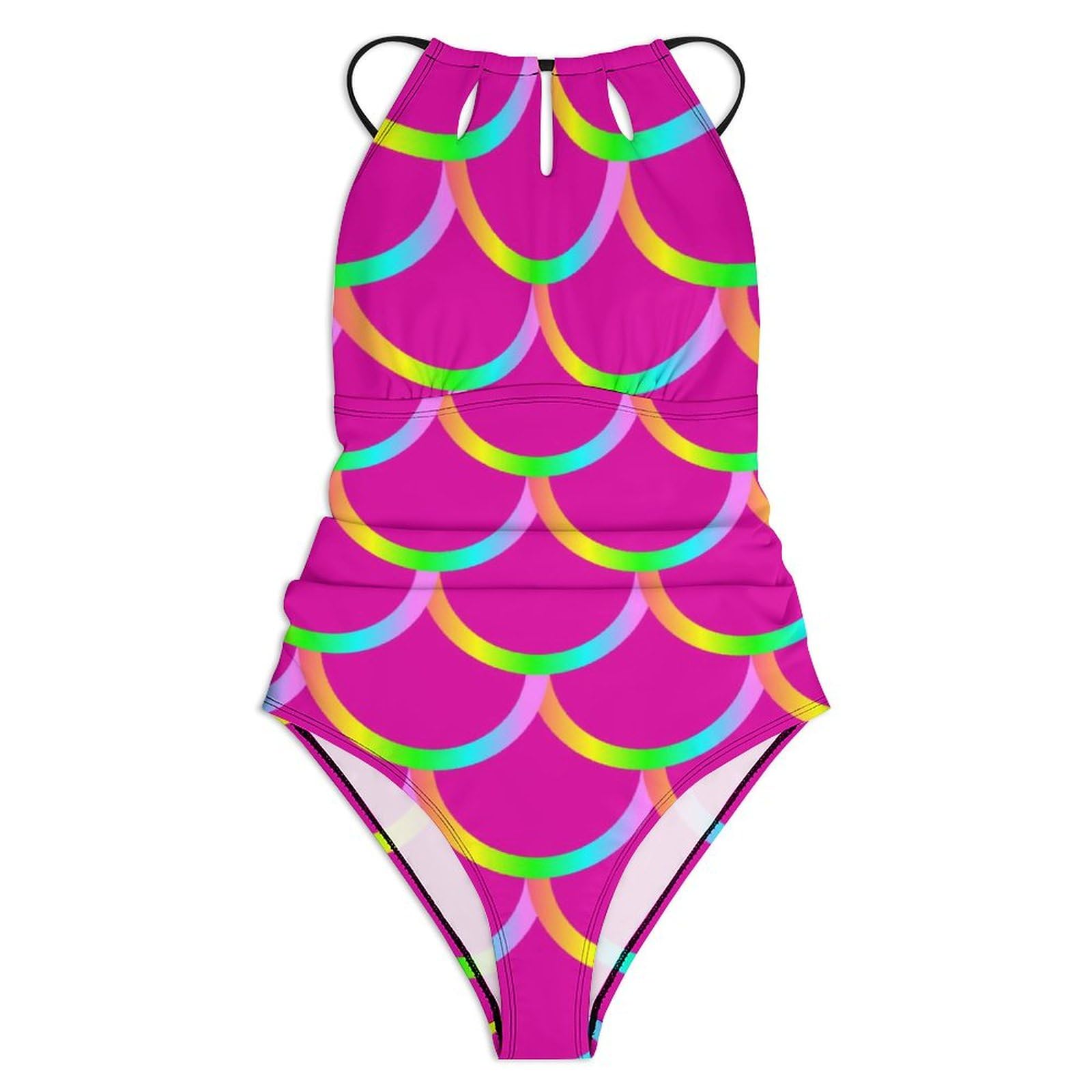 Rosa Meerjungfrauenflossen Damen Einteilige Badeanzug Bademode Bauchweg Swimsuit Schwimmanzug Tankini