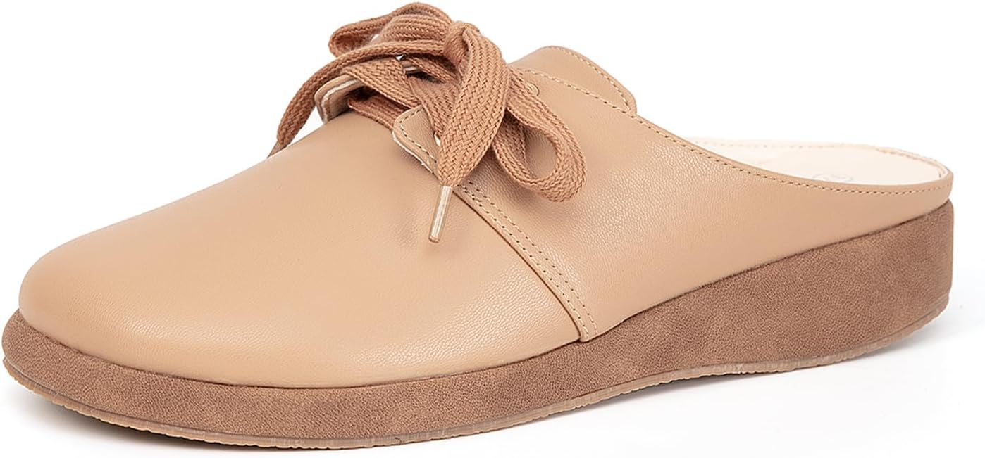 Women's Slip On Mules Sandals Closed Toe Backless Low Wedge Slides Clogs Sandals Walking Shoes