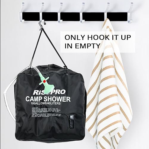 Miniatura 6 de bolsa para ducha solar, de 10 galones/40 l, calefacción solar, camping, bolsa para ducha con agua caliente a 45 ºC, senderismo, montañismo, XH07