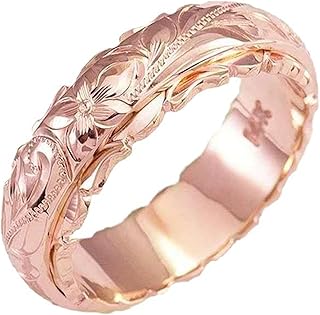 Engraved Plumeria Flower Ring for Women 2025 Trendy Dainty 925 Sterling Silver Rose Gold Plated Promise Ring Gift for Her