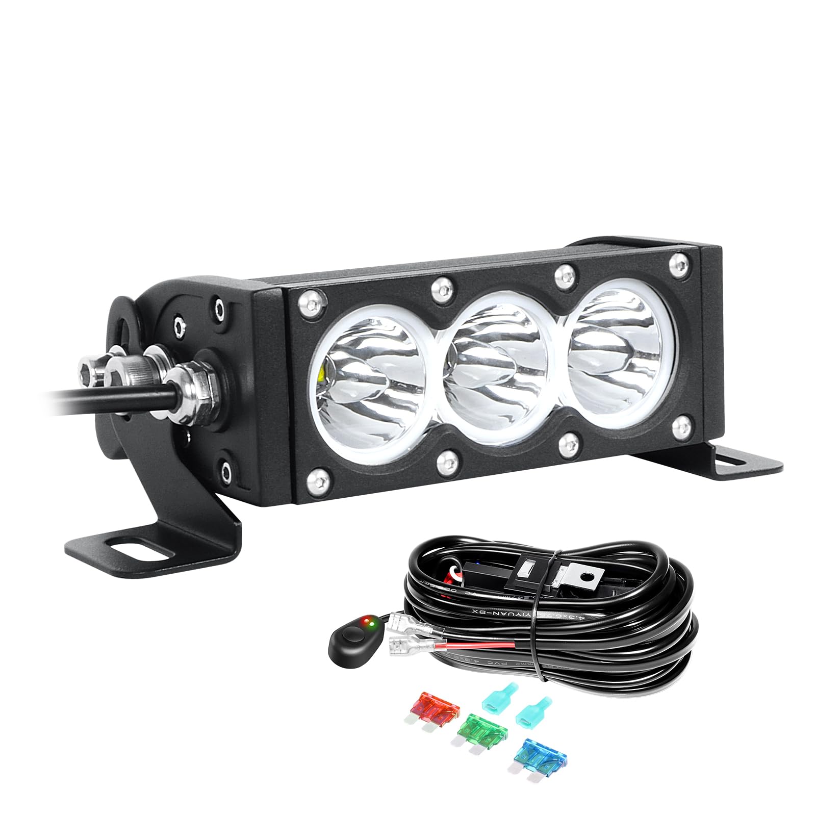 Willpower Pasek LED 6 cali, 30 W, rampa LED, pojedynczy rząd, 12 V, 24 V, IP67, reflektor LED światła robocze LED do 4 x 4, ciężarówki, ciągnika, quada, okablowanie, 6000 K, biały