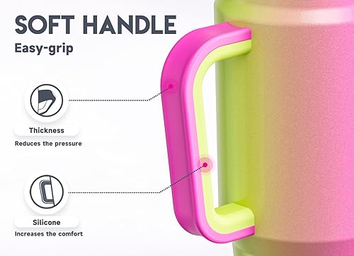 Miniatura 4 de Meoky Vaso de 32 Onzas con Asa, Vaso Aislado con Tapa y Popote, Taza de Viaje de Acero Inoxidable, Mantiene el Frío Durante 24 Horas, 100% a Prueba