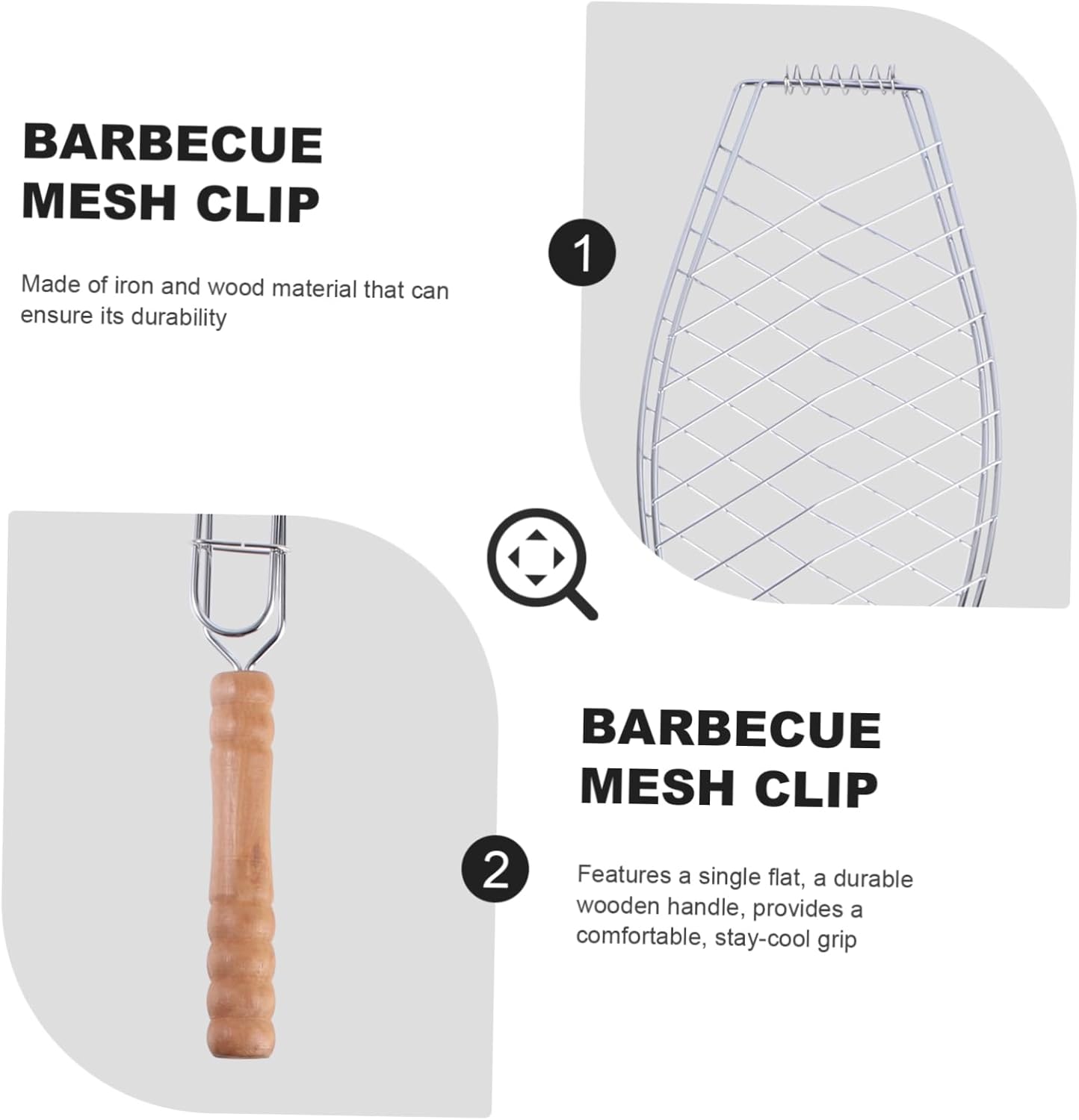 2pcs Non-stick Mesh Clip Bbq Net Fish Grill Clip Barbecue Tool for Camping Hiking Bbq Picnic