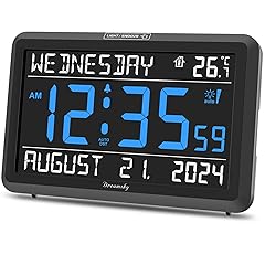 Dream Sky Large Digital Clock with Date and Day of Week Electric Desk Clock for Seniors Elderly