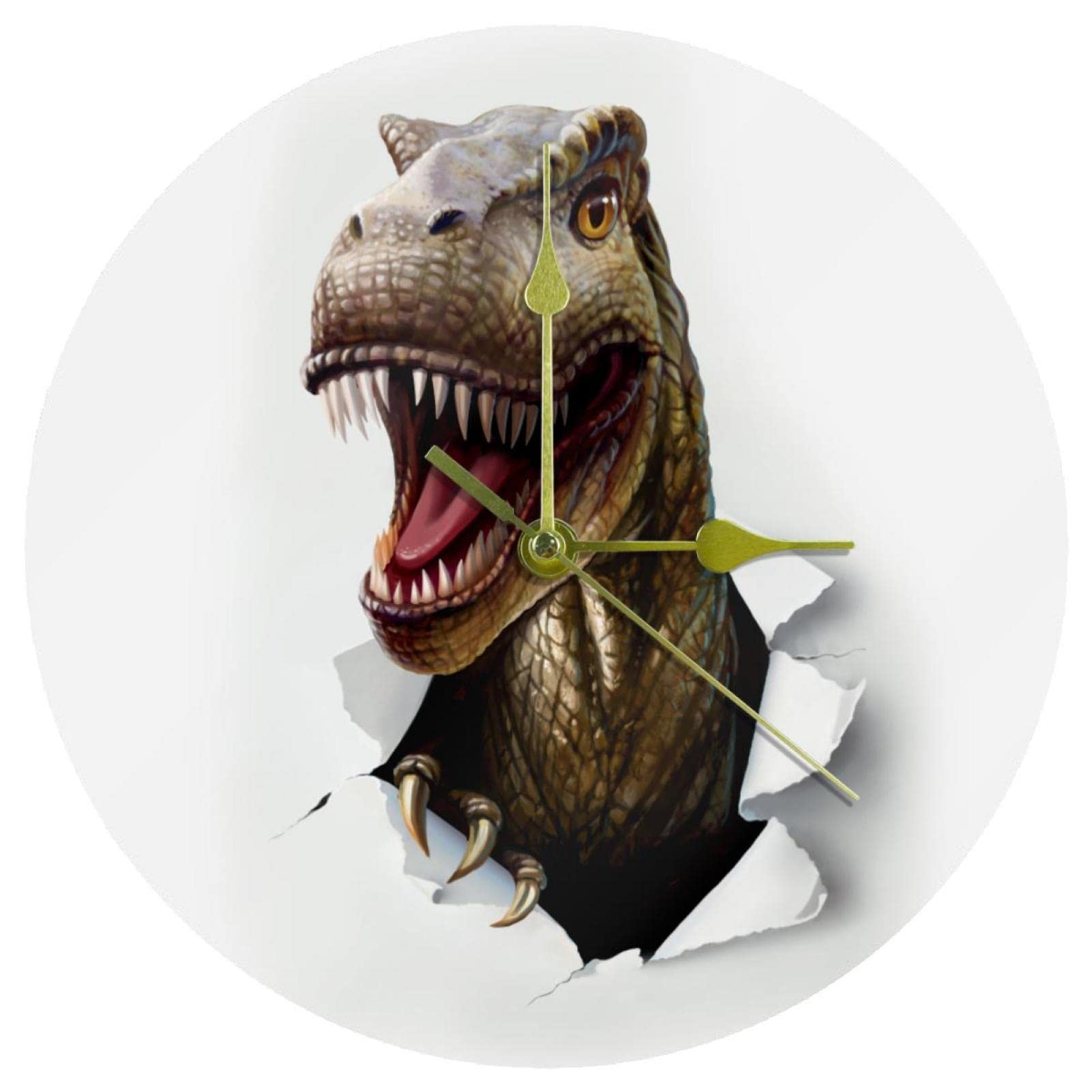 Horloge murale silencieuse dinosaure acrylique contre les bruits de chambre