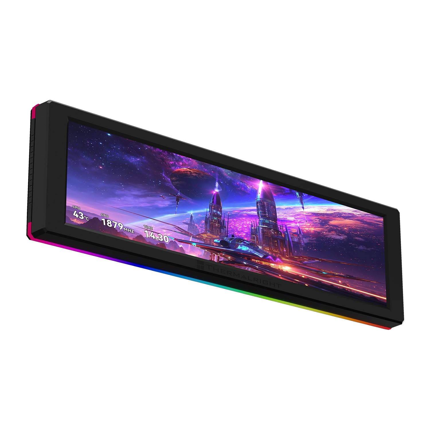 Thermalright Trofeo Vision 9.16 ARGB LCD Black Magnetic LCD Screen 9.16in 1920x480 Resolution,Metal Frame Design IPS Display Screen Water Cooled Radiator Screen,for Chassis/Metal Desktop