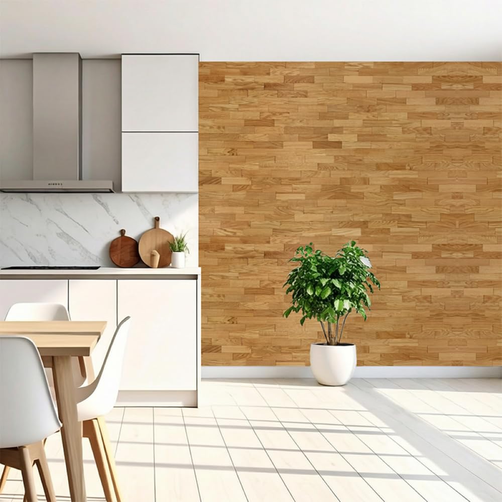 wodewa | Wandverkleidung Holz Eiche Auslese | 1m² 3D Echtholz Wandpaneele 200x50mm | Wohnzimmer TV-Wand Holzwand | Made in Germany | geölt 200