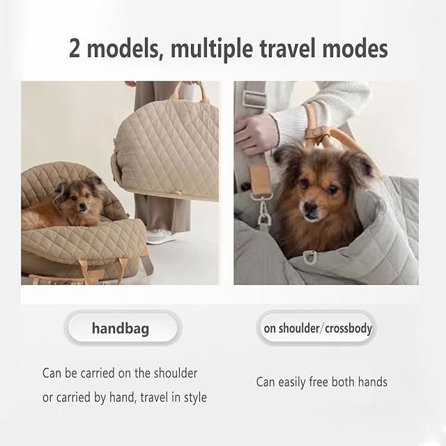 Foto 4 de 7 de PJDDP Asiento de Coche para Perros pequeños y medianos, Bolso de Mano, portátil, Lavable, para Cachorros