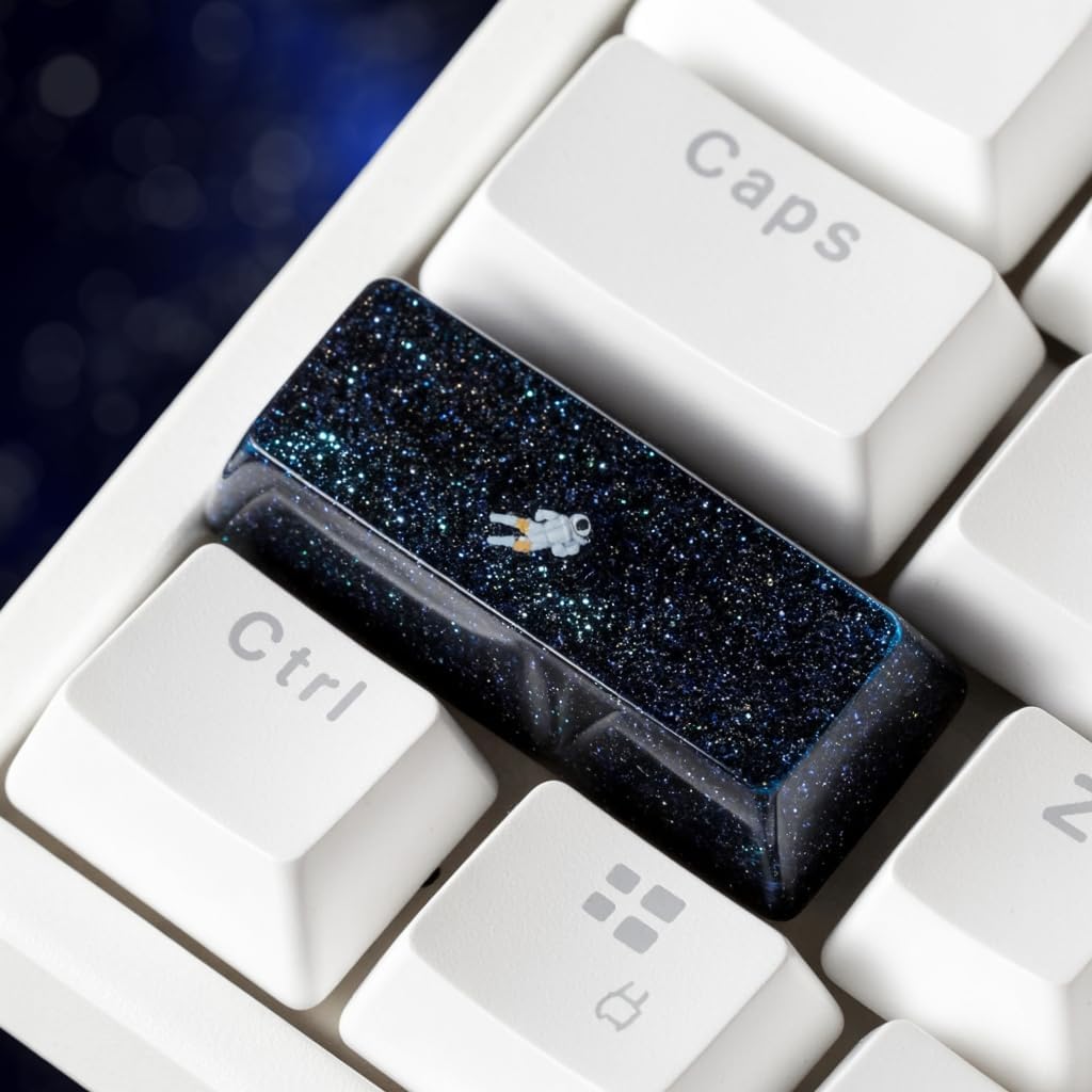 Dark Blue Black Astronaut Artisan Spacebar Keycap SA Profile Custom Spacebars 6.25U Keycaps Handmade Gaming Resin Key Cap Cherry MX Switch Compatible Mechanical Keyboard Gift for Space Lover