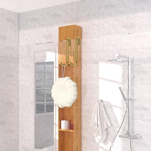 Miniatura 3 de Ganchos para puerta de ducha, paquete de 3 ganchos de puerta de vidrio para ducha, chapados en oro, ganchos de acero inoxidable 304, colgador de