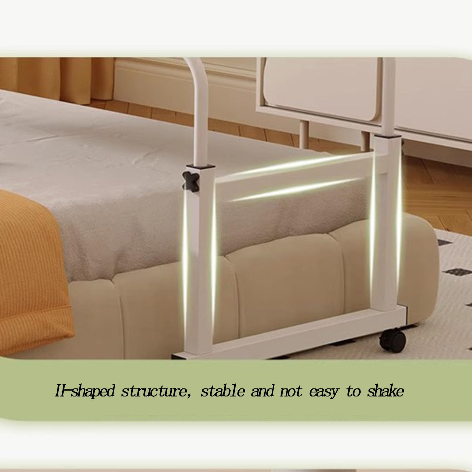 Tavolo Servitore con Ruote,in Piedi Vassoio per Alimenti Scrivania Medico Alimenti Scrivania Tavolo Medico con Rotelle per Computer Regolabile in Altezza Letto(Color:Black)