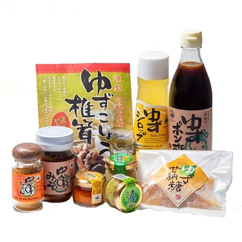 かぐらの里 「銀の柚子」製品詰め合わせセット(ポン酢・シロップ・七味・ゆずこしょう・甘納糖・ゆずこしょう椎茸)