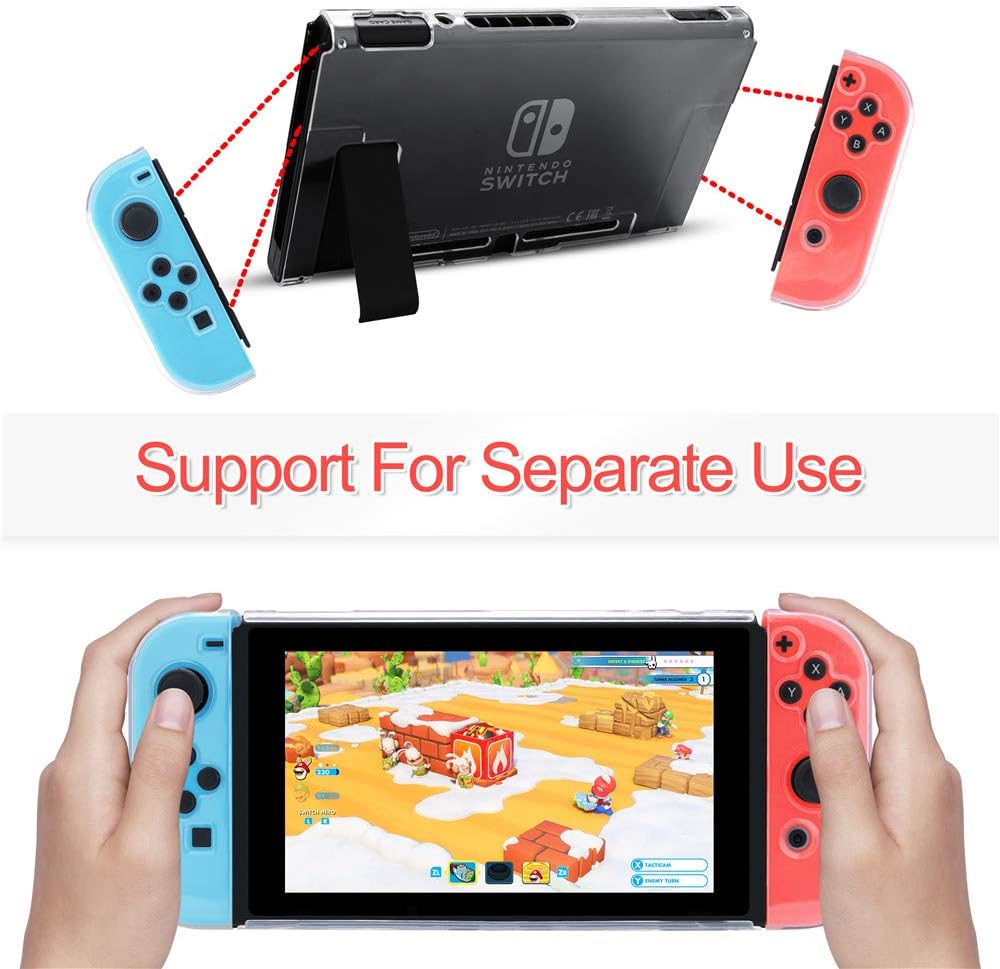 Pakesi Case for Nintendo Switch, Soft Shell Cover Compatible for Console and Soft TPU Grip Case Compatible for Joy-Con with 2 Thumb Grips Cap and Tempered Glass Screen Protector …